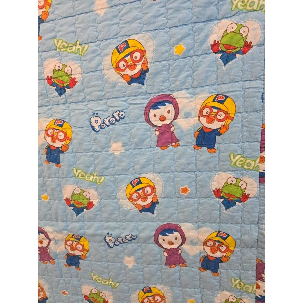 Pororo the Little Penguin Quilted Blanket Blue 52x37 Childs bedding Licensed